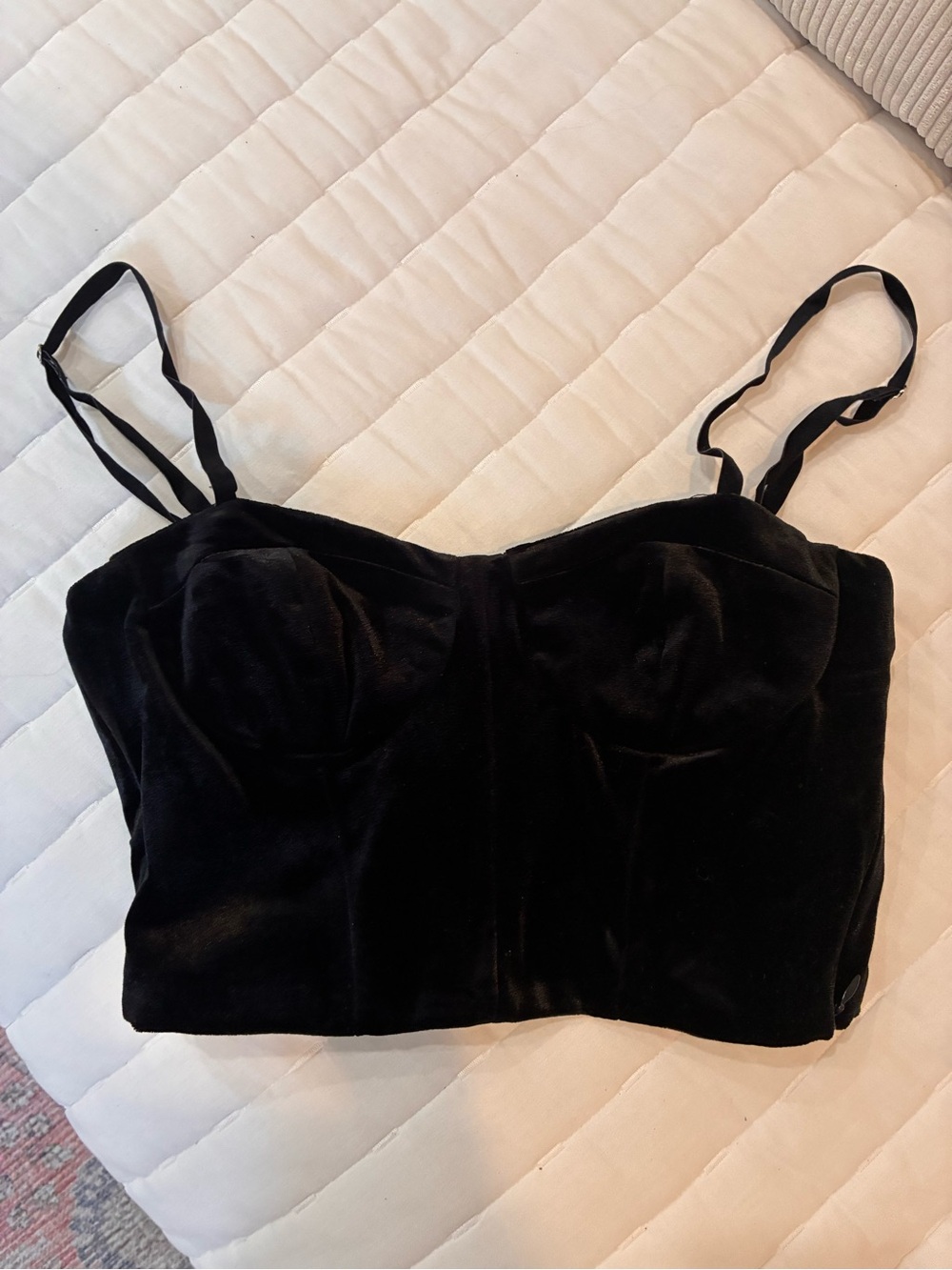 Zara Black Velvet Bustier Top with Thin Straps
